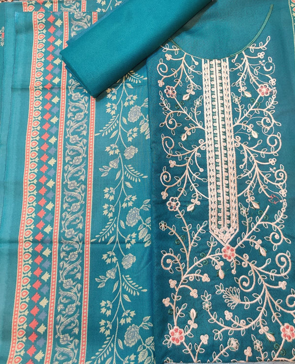 Teal Blue Embroidered Lawn Suit – 3 Piece Unstitched | Summer Festive Look